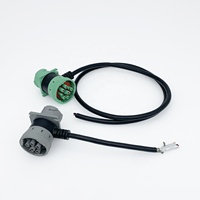 Cable Personalizado SAE J1939 Verde con Conector Deutsch de 9 Pines a Extremo Abierto |   Cable Blindado con Conector para Diagnóstico de Camiones