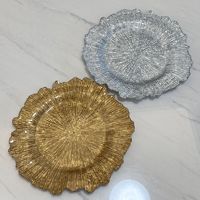 Assiette de Présentation Transparente Promesse Style Européen à Bord Doré, Plat de Service en Plastique pour Fruits et Pâtisseries & Décor de Table Formel