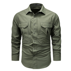 Camicia Tattica da <span class=keywords><strong>Uomo</strong></span> a <span class=keywords><strong>Maniche</strong></span> <span class=keywords><strong>Lunghe</strong></span> Impermeabile ad Asciugatura Rapida per Escursionismo, Arrampicata, Caccia, Formale e Casual - Product Image 3