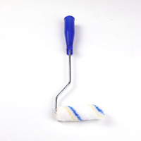 Rouleau à peinture en polyester de 4 pouces avec manche en plastique bleu, production en série en usine, personnalisation OEM prise en charge