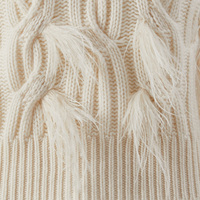 100% Kaschmir Damen Casual Einfarbiger Dicker Zopfmuster Rundhals-Pullover Strickpullover mit Quasten Herbst Winter OEM ODM Großhandel