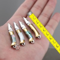 Couteau pliant TGS Mini en laiton avec coquille d'ormeau, pour le camping en plein air, portable, en acier inoxydable, lame non interchangeable, porte-clés