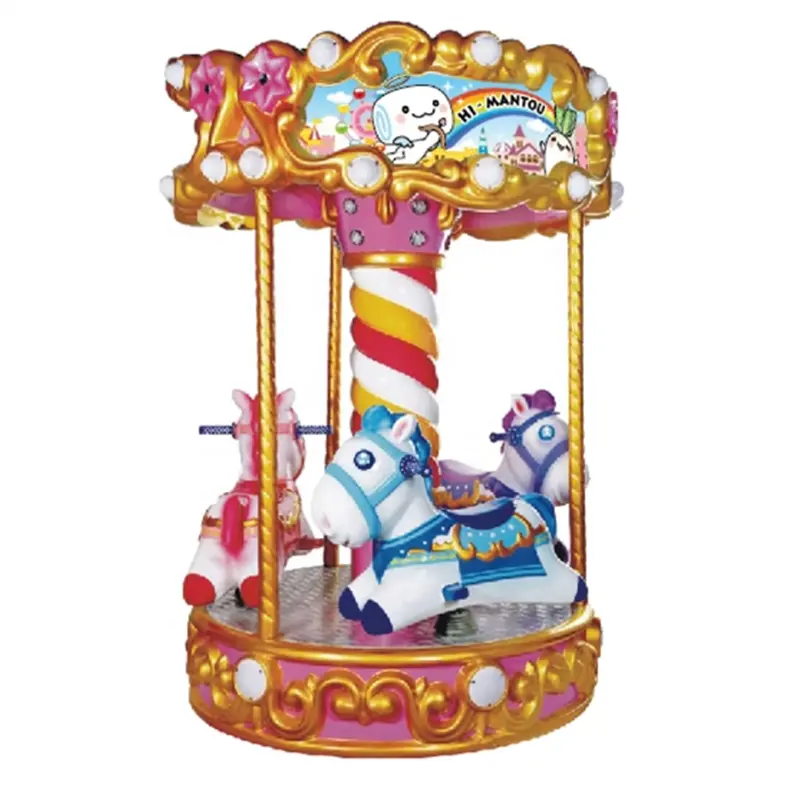 Công viên giải trí hấp dẫn Ngựa đồ chơi điện 3 ghế Carousel cho trẻ em ngoài trời