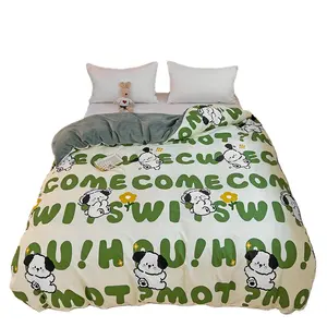 Herfst En Winter Katoen Plus Fleece Bed Set Enkele Ab Versie Enkele En Dubbele Familie Melk Fleece Eenpersoonsbed Hoes