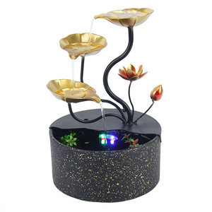 Adorno de Feng Shui con fuente de agua y luces LED para decoración de escritorio de sala de estar, diseño de planta de hierro forjado, paquete de una sola pieza - Product Image 5