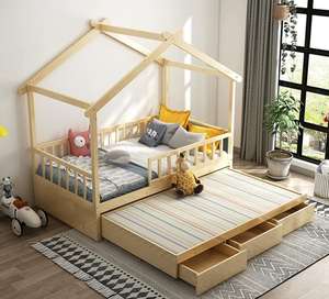 Meubles de chambre à coucher design en gros, lits en <span class=keywords><strong>bois</strong></span> pour enfants avec barrières, <span class=keywords><strong>lit</strong></span> Montessori pour tout-petits, <span class=keywords><strong>lit</strong></span> de sol, berceaux pour bébés, rangement, <span class=keywords><strong>lit</strong></span> pour enfants - Product Image 2