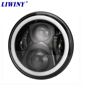 Liwiny 7 pouces phares LED avec anneau Halo <span class=keywords><strong>clignotant</strong></span> ambre pour <span class=keywords><strong>Lada</strong></span> <span class=keywords><strong>Niva</strong></span> Urban 4x4 Suzuki samouraï pour Jeep Wrangler hors route - Product Image 2
