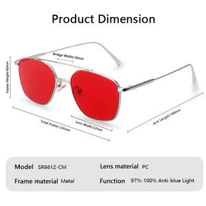 أزياء جديدة إطار معدني H9 h H8 أحمر برتقالي إطار بصري h1.8 جسر مزدوج للنساء نظارات خفيفة زرقاء مضادة - Product Image 3