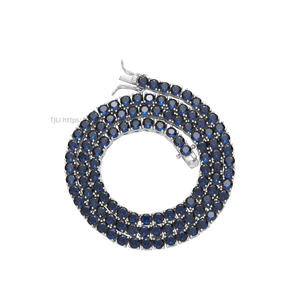 4mm Blue Zirconium Tennis Clavicle Chain Single Row Zircon Bracelet, <b>Couple</b> <b>Necklace</b>. Tanjing Fashion Lijing <b>Necklace</b> - Product Image 4