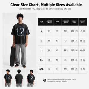 T-shirt Homme 285G Vintage Délavé avec Motif Rayons X, Coton Lourd, Coupe Oversize, Streetwear, Manches Courtes, Décontracté, Vente en Gros OEM - Product Image 3
