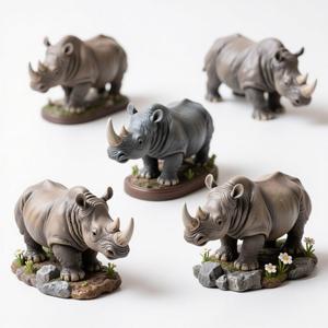 Figura de Rinoceronte de Resina de 8 Pulgadas, Color Personalizado, Piel Texturizada Pintada, Escultura de Especies en Peligro de Extinción, Vida Silvestre Africana para Exteriores - Product Image 1