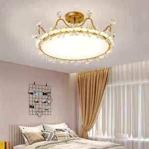 New Style Romantic Modern Flower Shape Living Room Led Crystal Round Ceiling <b>Lamp</b> for Bedroom Home - Product Image 4