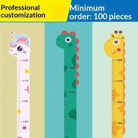 Autocollant mural de mesure de la hauteur de la girafe, règle, décoration de chambre d'enfant, chambre à coucher, dessin animé, auto-adhésif, imperméable, en PVC