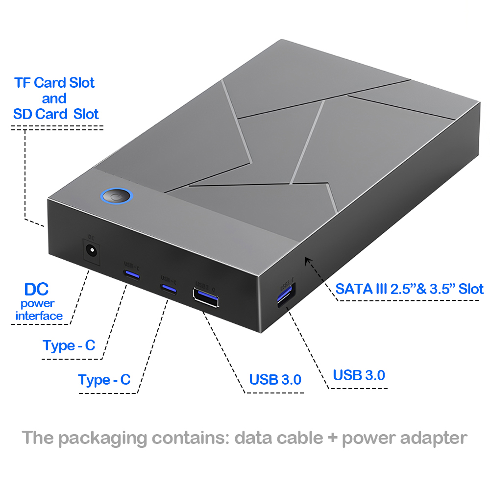 Negro - 2*USB 3.0+2*USB3+Ranura SD+Ranura TF