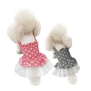 Vestiti per cani da compagnia lussuoso abito in pizzo color caramella per cani di piccola taglia fashion design cat dog dress