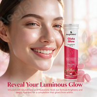 AegleWell Comprimés Effervescents au Glutathion Saveur Fraise 500mg 20 Comprimés avec Acide Hyaluronique Complément Alimentaire pour l'Éclat de la Peau