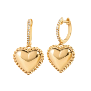 Bijoux fantaisie véritable plaqué or étanche <span class=keywords><strong>r</strong></span>ésistant au ternissement Glamour bijoux pour femmes 5a cubique zircone amour coeur boucles d'oreilles - Product Image 2