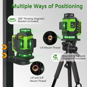 Nivel Láser Profesional <span class=keywords><strong>Huepar</strong></span> L04CG <span class=keywords><strong>4D</strong></span> de Haz Verde, Nivel Láser Autonivelante de Líneas Cruzadas - Product Image 3