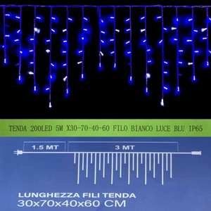 Guirlande lumineuse Gloca 200 LED 5m x 30-70-40-60cm, lumière bleue, fil blanc, étanche IP65, décoration de Noël - Product Image 3