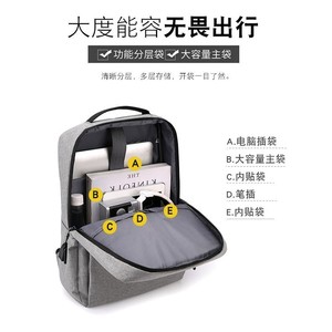 Men's Business <b>Backpack</b> <b>Large</b> Capacity Water-repellent Solid Color Computer Bag Everyday Use Spring 2022 - Product Image 3