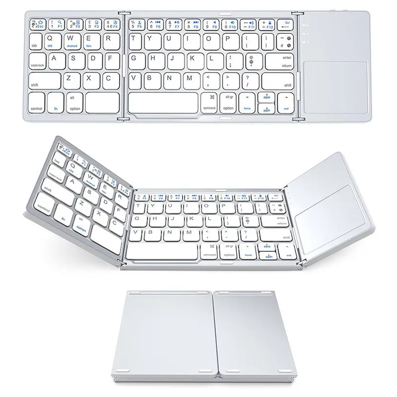 Estojo de teclado sem fio dobrável, portátil, para android, tablet, teclado mecânico sem fio para ios/android/janela, ipad, tablet