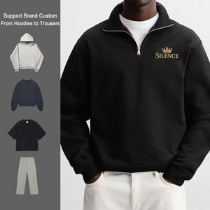 Felpa con Zip a un Quarto Personalizzata con Logo, in Cotone Pesante, Pullover Oversize Streetwear, Vestibilità Ampia, Mezza Zip - Product Image 1