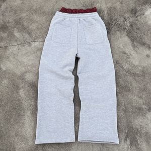 Pantalons décontractés pour hommes à jambe droite personnalisés, pantalons de survêtement en molleton brodés, pantalons de survêtement en coton de designer, taille double empilée - Product Image 2