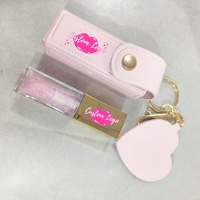 Mignon cuir liquide rouge à lèvres sac porte-clés porte-baume à lèvres étui avec miroir de maquillage mode lèvre huile sac porte-clés pour les femmes été