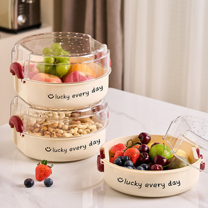 Fruit Dish With Clip On Lid Round Solid Color For Party Food Storage Container Lucky Every Day Design - Product Image 1