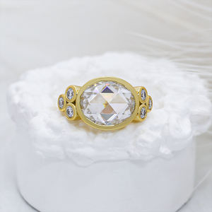 Paston personalizzato 5CT 9x11mm taglio rosa ovale Moissanite anello in argento 925 gioielli da sposa per donne classico promessa anello - Product Image 3