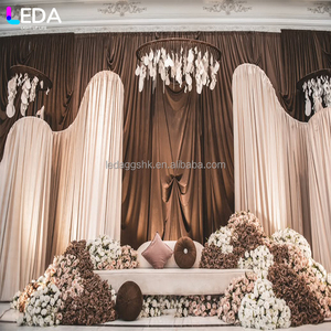 LEDA ลดราคาพิเศษ ฉากหลังโลหะสีเบจสำหรับงานปาร์ตี้และงานอีเว้นท์ ดีไซน์ทันสมัย ตกแต่งด้วยผ้าม่านโค้งขนาดใหญ่รูปทรงคลื่น สำหรับงานแต่งงาน - Product Image 4