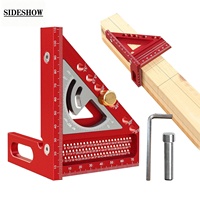 Équerre de marquage triangulaire 2-en-1 en aluminium pour le travail du bois avec broches de positionnement d'angle et broches à tenon, équerre d'angle pour le travail du bois