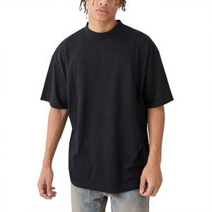 T-shirt en coton tricoté uni surdimensionné pour homme, séchage rapide, manches courtes, coupe décontractée, design logo, 180 grammes - Product Image 1