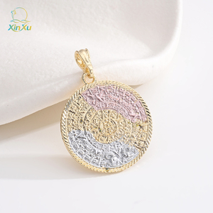 Collar con Colgante Religioso de Moda para Mujer, Chapado en Oro de 18K, Calendario Azteca, Joyería Mexicana, Oro, Reina Maya, Engaste de Bisel - Product Image 3