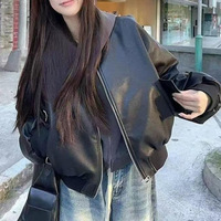 Veste Moto Noire Premium Femme en Similicuir PU Manteau d'extérieur OEM pour l'Hiver et le Bureau