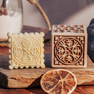 Tampon à biscuits en bois vintage 6 en 1, tampon à biscuits en bois pour la pâtisserie artistique, tampon à pâtisserie en bois gaufré avec <span class=keywords><strong>emporte</strong></span>-pièce - Product Image 3
