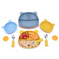 Produits tendance 2023 nouvel arrivage ensemble de bols en silicone de qualité alimentaire pour bébé ensemble de vaisselle en silicone multicolore à aspiration