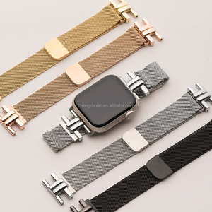 Bande de boucle en maille milanaise mince en métal de luxe pour <span class=keywords><strong>Apple</strong></span> <span class=keywords><strong>Watch</strong></span> Series 10 9 8 SE <span class=keywords><strong>Bracelet</strong></span> léopard de remplacement - Product Image 6
