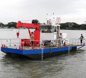 multi-function tug boat for sale with hydraulic crane for dredger