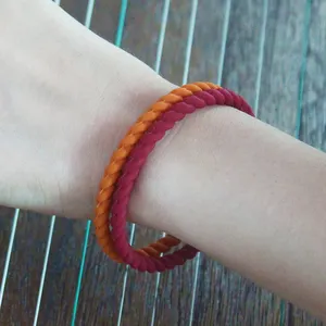 Amazon Nieuwe Collectie Gevlochten Siliconen Armband Siliconen Sleutelhanger Bangle Siliconen Sleutelhouder Armband