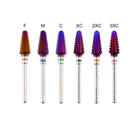 2024 arc-en-ciel revêtement 5 en 1 ensemble d'ongles couleur arc-en-ciel carbure de tungstène forets à ongles Salon Nail Art outils élimination du gel acrylique