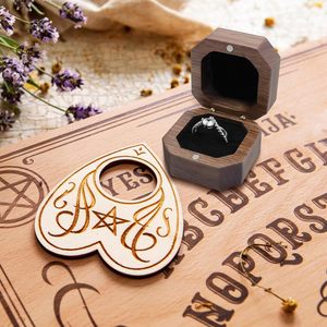 Boîte à bijoux de luxe en bois de noyer pour demande en mariage et mariage, petite boîte à bijoux portable, organisateur de voyage pour bijoux - Product Image 2