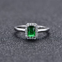 Cincin Perak Sterling 925 Potongan Emerald Halo 4 Warna Set CZ Pave Wanita Elegan Perhiasan Pengantin Berkualitas Grosir Lot Partai Besar