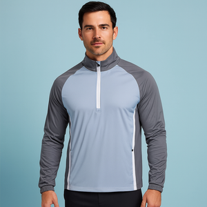 Jersey de golf Unisex de poliéster 100% de alta calidad, sudadera de manga larga con cremallera de cuarto bordada personalizada, cremallera ligera 1/4 - Product Image 1