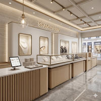 Vitrine de luxe en bois pour bijoux, avec verre trempé et éclairage LED, design moderne pour boutique, fabrication sur mesure OEM, directement du fabricant