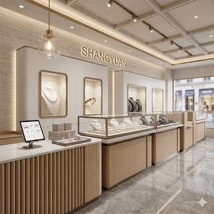<span class=keywords><strong>Vitrine</strong></span> de luxe en <span class=keywords><strong>bois</strong></span> pour bijoux, avec verre trempé et éclairage LED, design moderne pour boutique, fabrication sur mesure OEM, directement du fabricant - Product Image 1