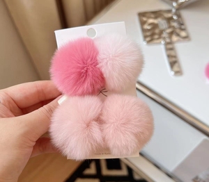 Horquillas para el pelo para niñas con pequeño pompón de piel suave y encantador, pinza de bola de conejo, pinzas para el pelo, accesorios para el cabello para niños - Product Image 4