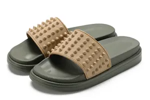 Henghao Rivet Custom Slide Sandal Designer Slides Private Label Slippers Men Slipper Double-Layer Composite Thick Sole Unisex