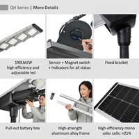 Lampes solaires extérieures étanches IP66 à haute puissance et longue portée, batterie LiFePO4 monocristalline, 100W, éclairage routier tout-en-un LED