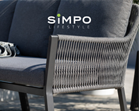SIMPOLIFESTYLE Mobilier d'extérieur haut de gamme pour complexe hôtelier, Ensemble de canapé d'angle compact en aluminium et tissu tressé pour terrasse, jardin et hôtel, modèle ARRAY